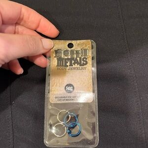 Nose Ring Clip on Morbid metals piercing stainless steel  blue